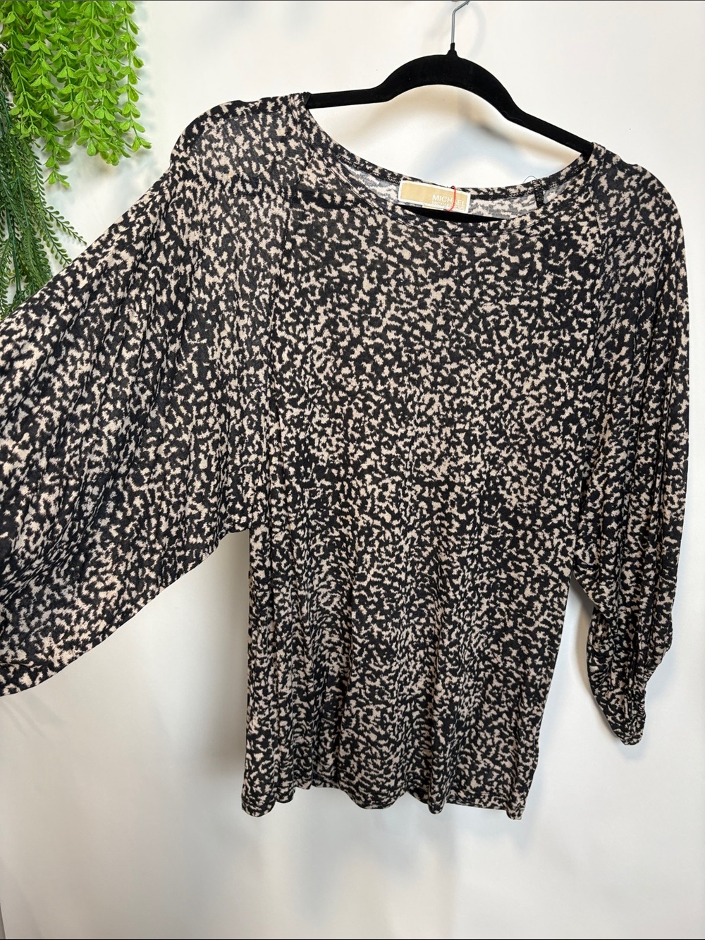 Michael Kors Black and Cream Printed balloon Sleeve Blouse